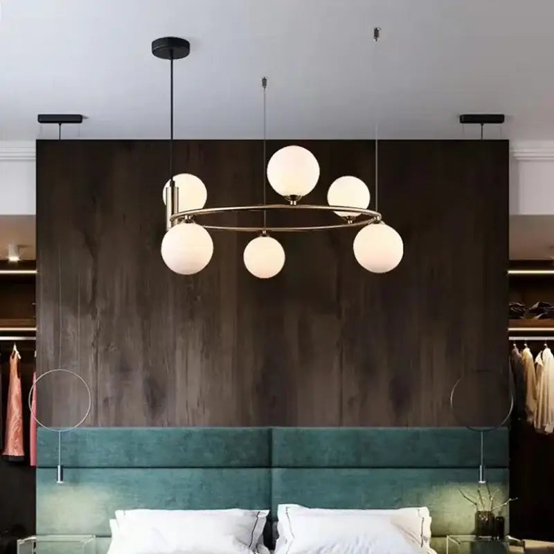 Modern gold glass chandelier g9 hanging light for living room
