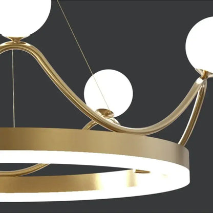 Modern gold glass crown chandelier – bedroom pendant light