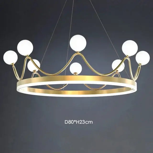 Modern gold glass crown chandelier – bedroom pendant light