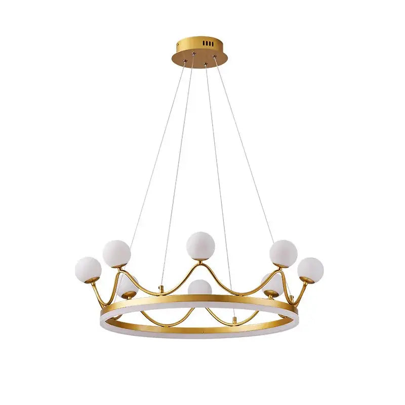 Modern gold glass crown chandelier – bedroom pendant light
