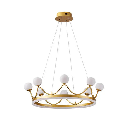 Modern gold glass crown chandelier – bedroom pendant light