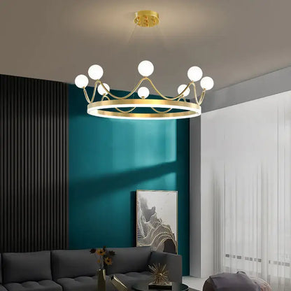 Modern gold glass crown chandelier – bedroom pendant light