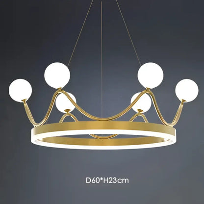 Modern gold glass crown chandelier – bedroom pendant light