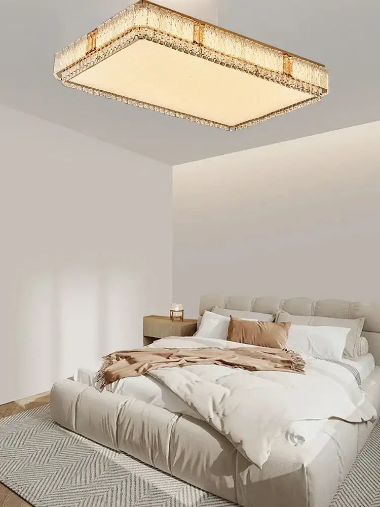 Modern gold glass crystal led ceiling lamp for living room