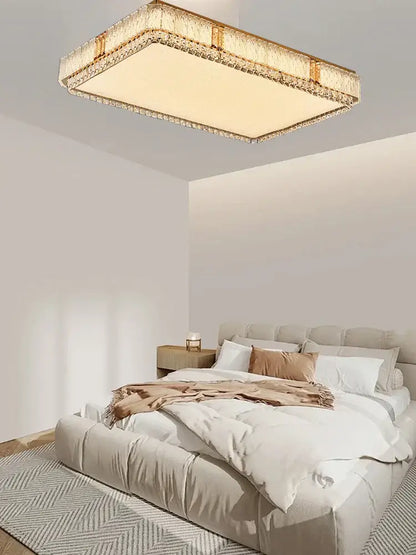 Modern gold glass crystal led ceiling lamp for living room