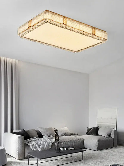 Modern gold glass crystal led ceiling lamp for living room