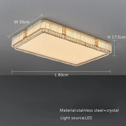 Modern gold glass crystal led ceiling lamp for living room