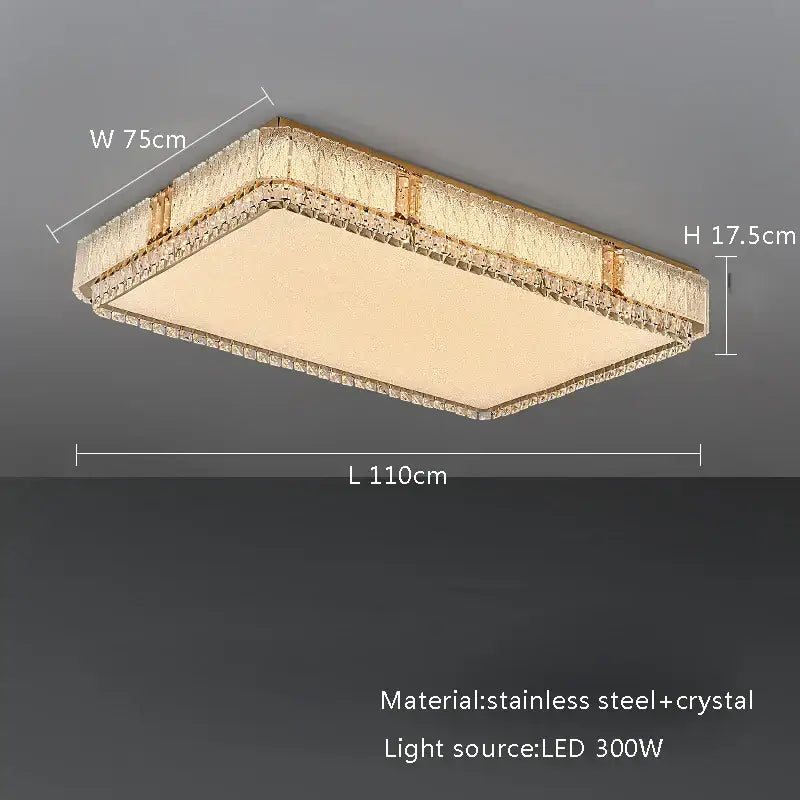 Modern gold glass crystal led ceiling lamp for living room