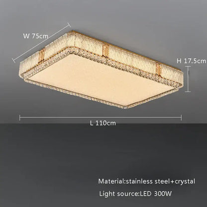 Modern gold glass crystal led ceiling lamp for living room