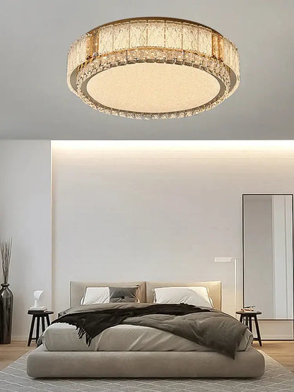 Modern gold glass crystal led ceiling lamp for living room