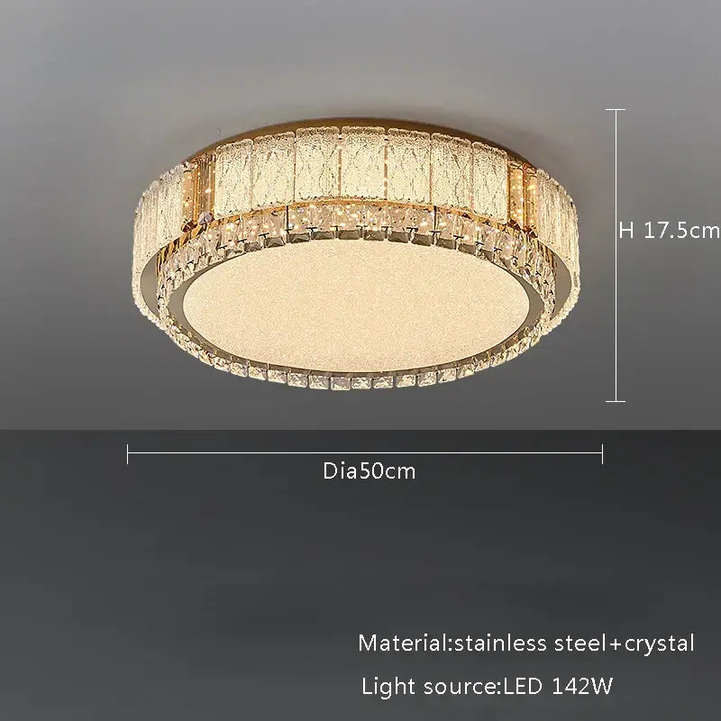 Modern gold glass crystal led ceiling lamp for living room