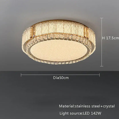 Modern gold glass crystal led ceiling lamp for living room