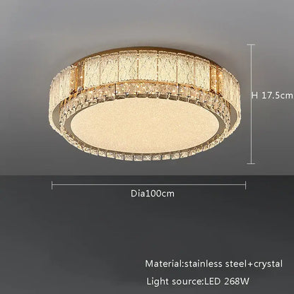 Modern gold glass crystal led ceiling lamp for living room