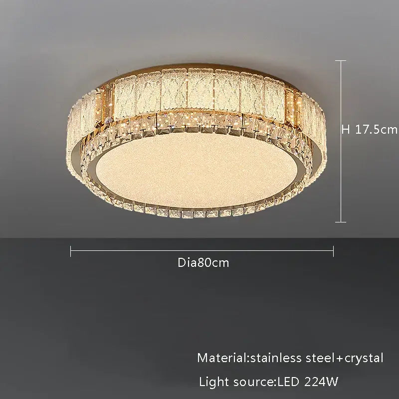 Modern gold glass crystal led ceiling lamp for living room