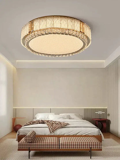 Modern gold glass crystal led ceiling lamp for living room
