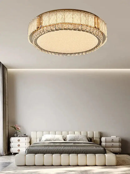 Modern gold glass crystal led ceiling lamp for living room