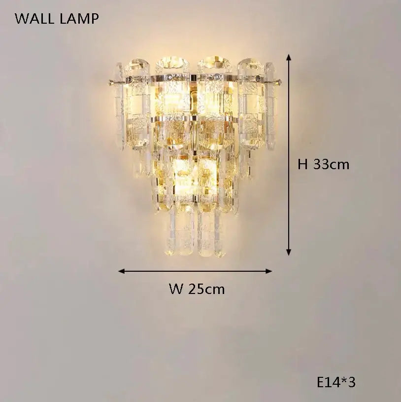 Modern gold glass crystal led ceiling lamp for living room
