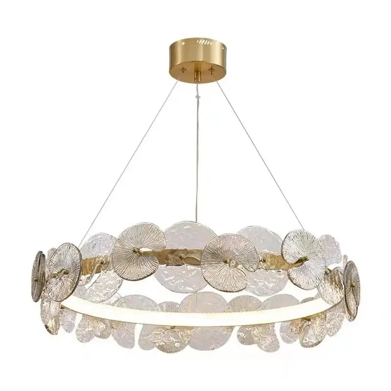 Modern gold glass flower led chandelier for living room