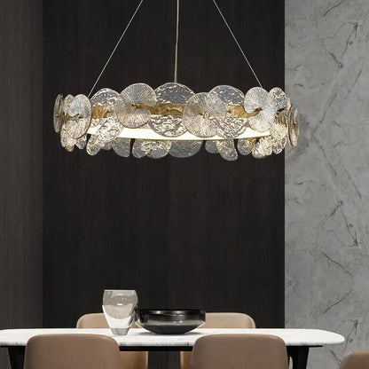 Modern gold glass flower led chandelier for living room