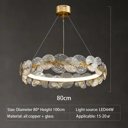 Modern gold glass flower led chandelier for living room