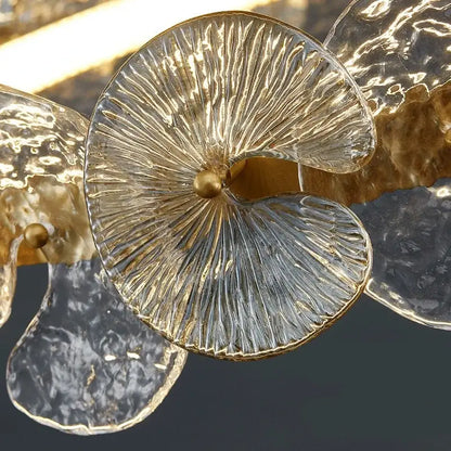 Modern gold glass flower led chandelier for living room