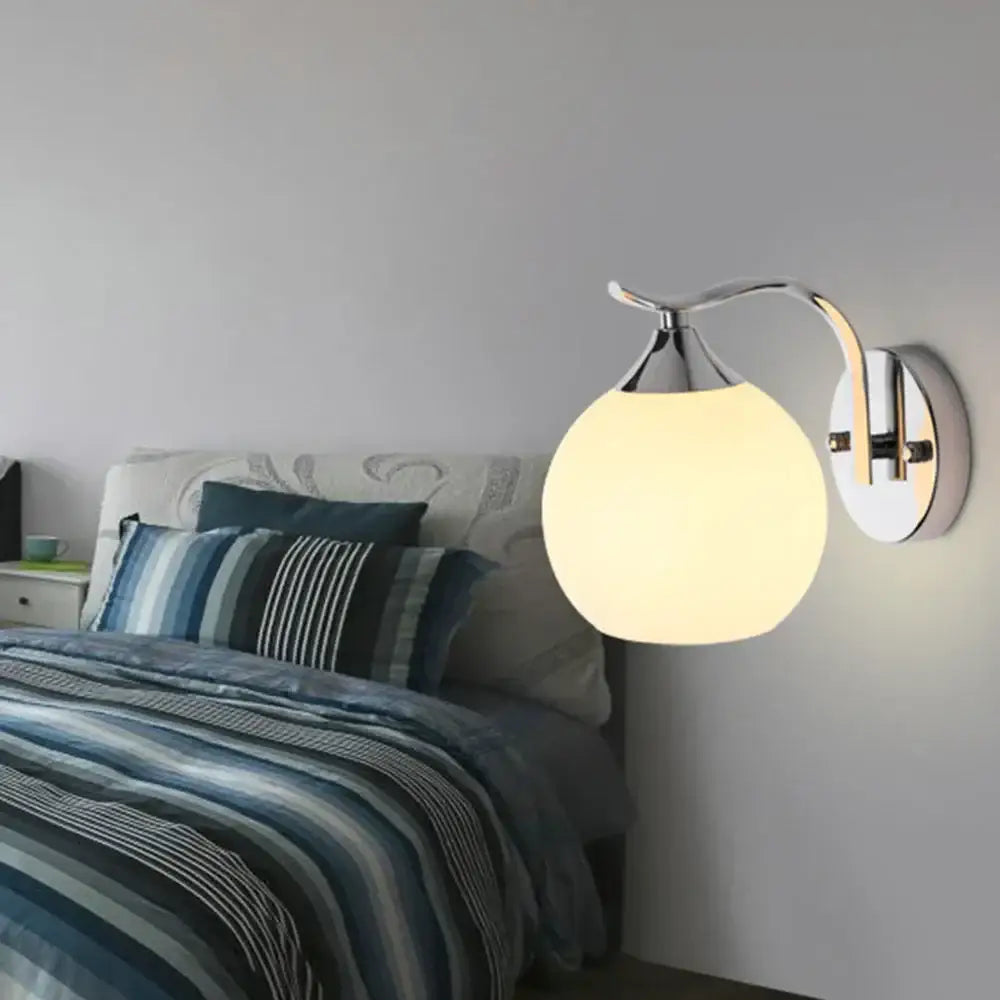 Modern gold glass globe wall lamp for bedroom