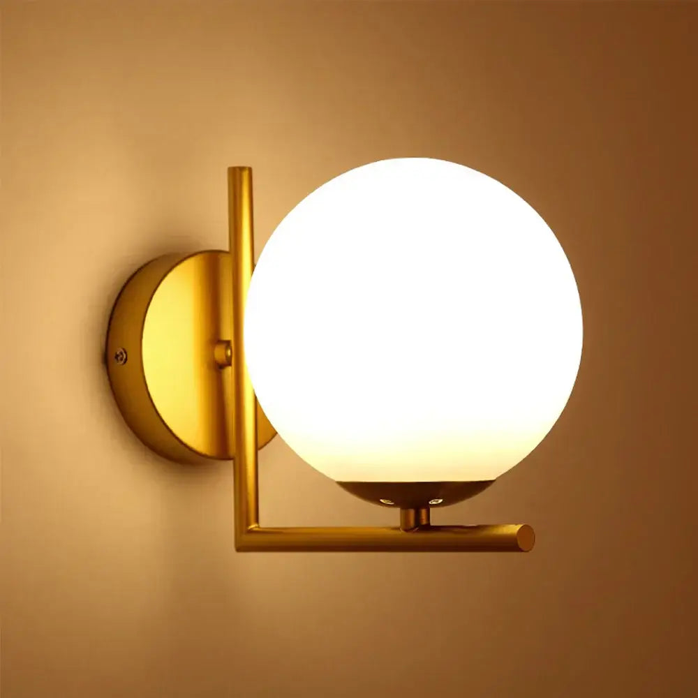 Modern gold glass globe wall lamp for bedroom
