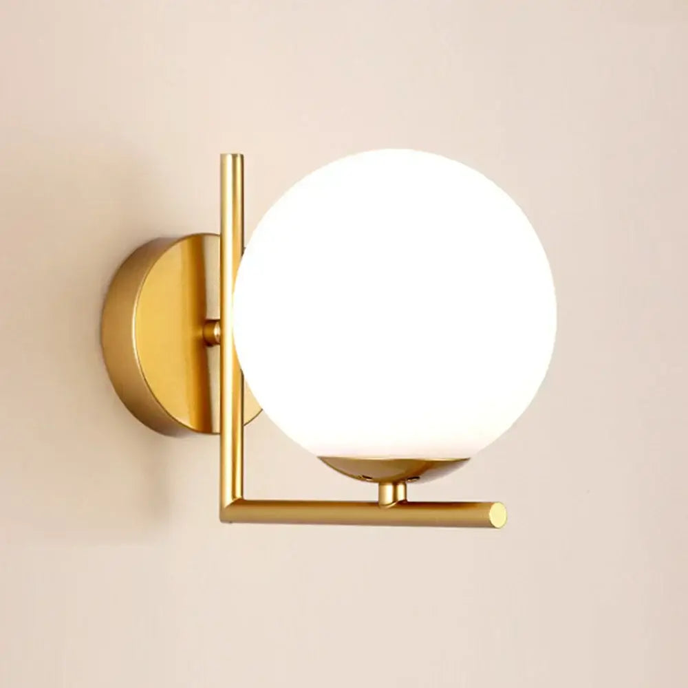 Modern gold glass globe wall lamp for bedroom
