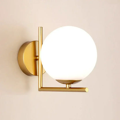 Modern gold glass globe wall lamp for bedroom