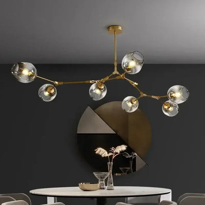 Modern gold glass led ceiling chandelier for dining room