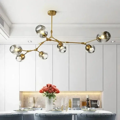 Modern gold glass led ceiling chandelier for dining room