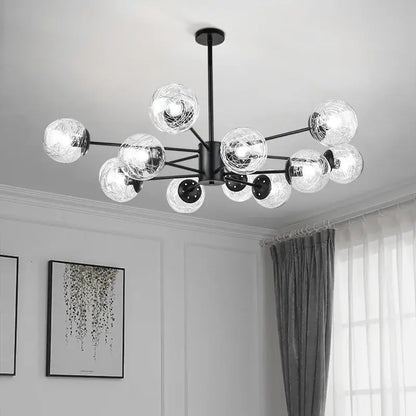 Modern gold glass led chandelier for dining room sphere pendant light