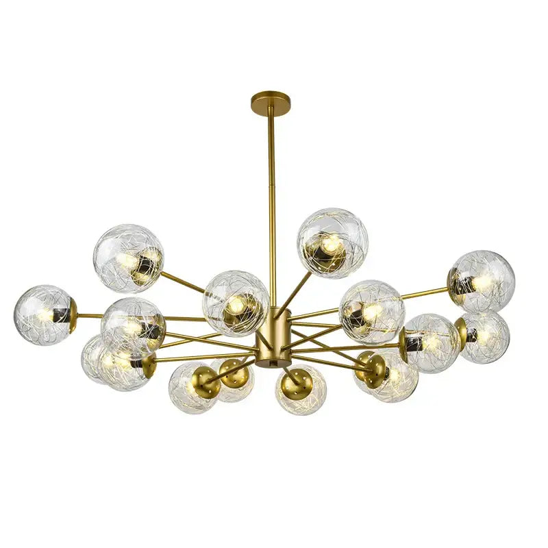 Modern gold glass led chandelier for dining room sphere pendant light