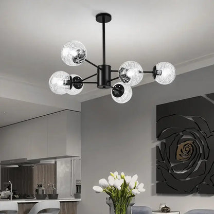 Modern gold glass led chandelier for dining room sphere pendant light