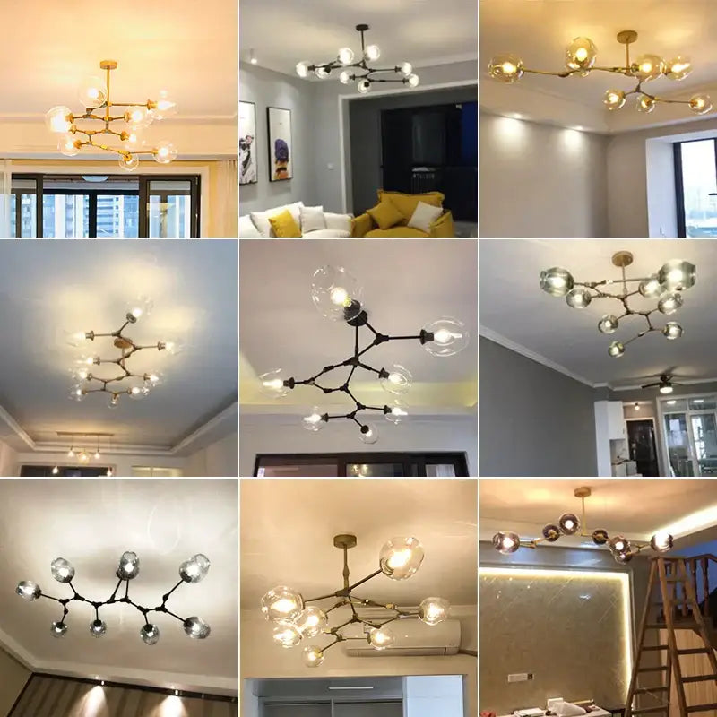 Modern gold glass pendant lights for dining room