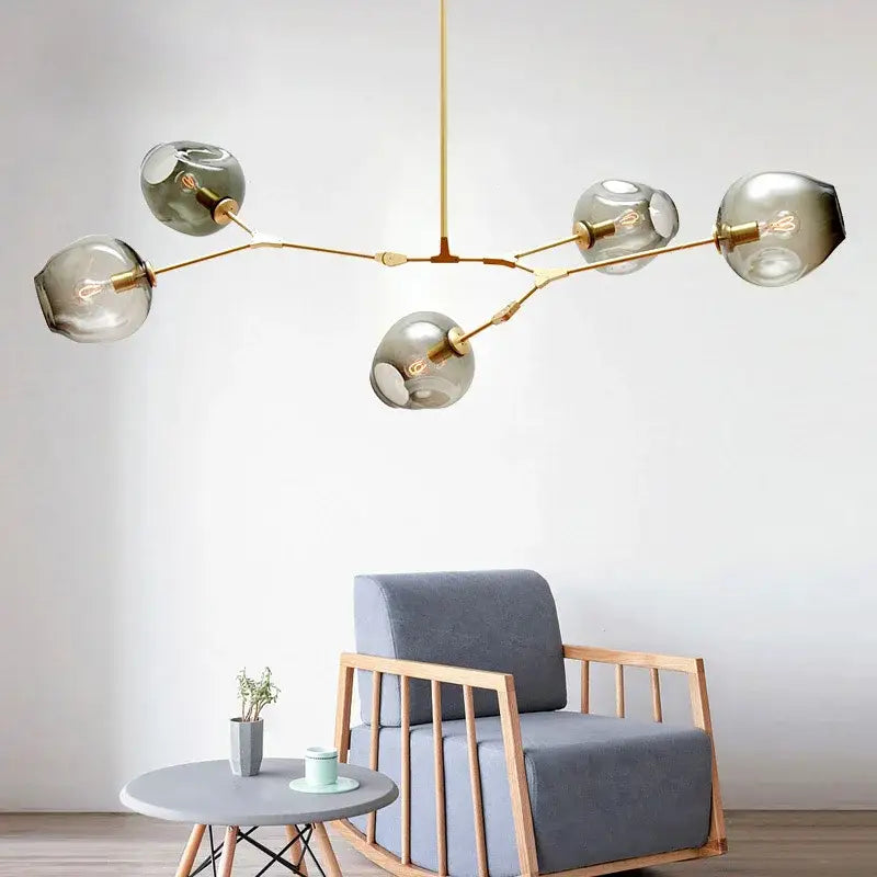 Modern gold glass pendant lights for dining room