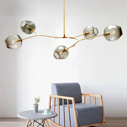Modern gold glass pendant lights for dining room
