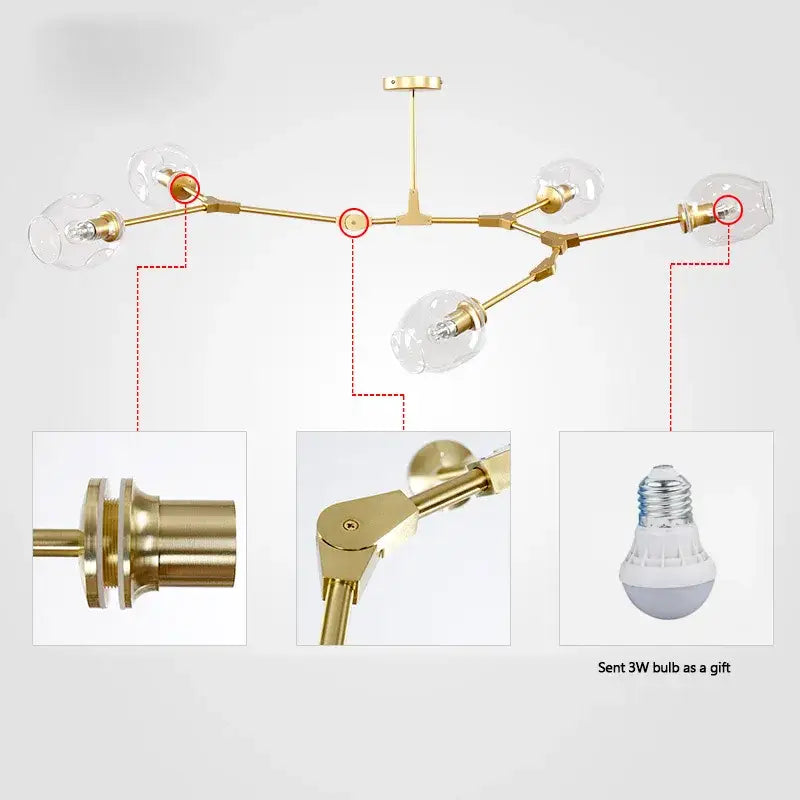 Modern gold glass pendant lights for dining room