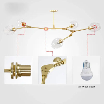 Modern gold glass pendant lights for dining room