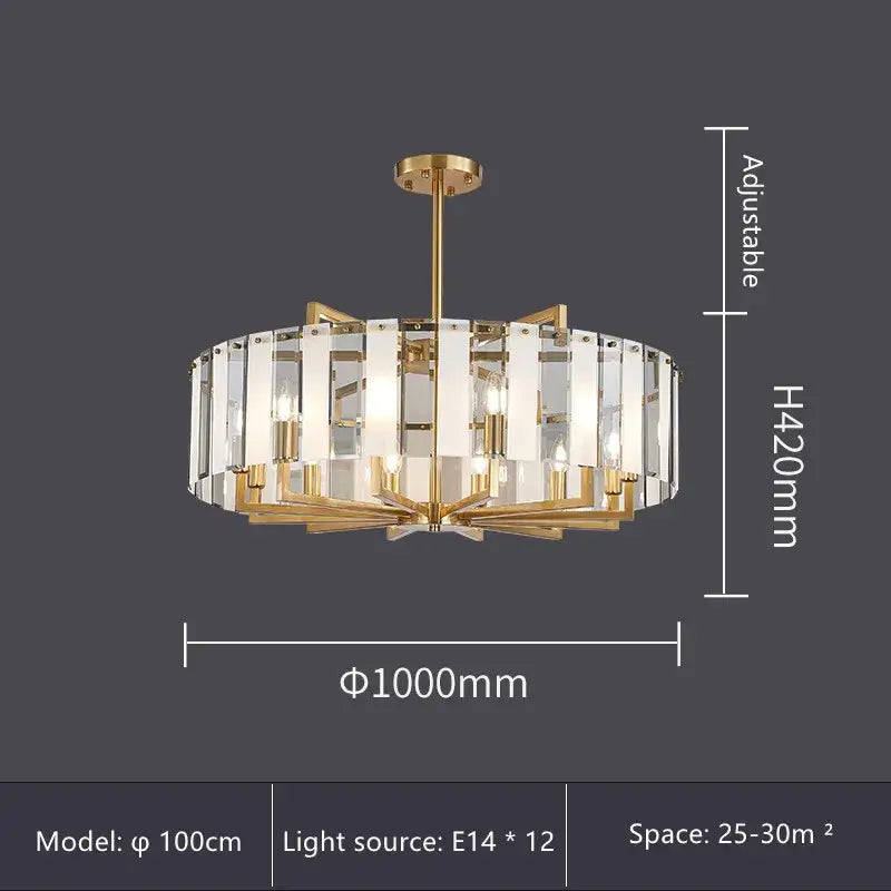 Modern gold glass restaurant chandelier for dining room luxury light