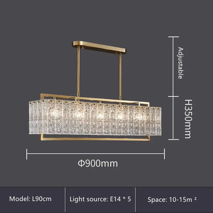 Modern gold glass restaurant chandelier for dining room luxury light