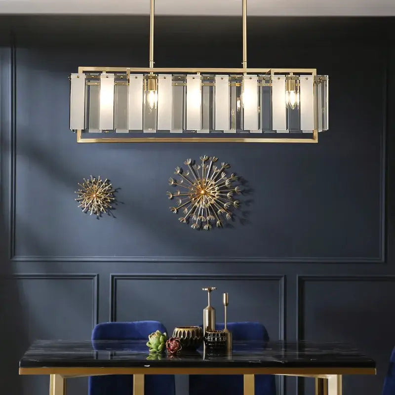 Modern gold glass restaurant chandelier for dining room luxury light
