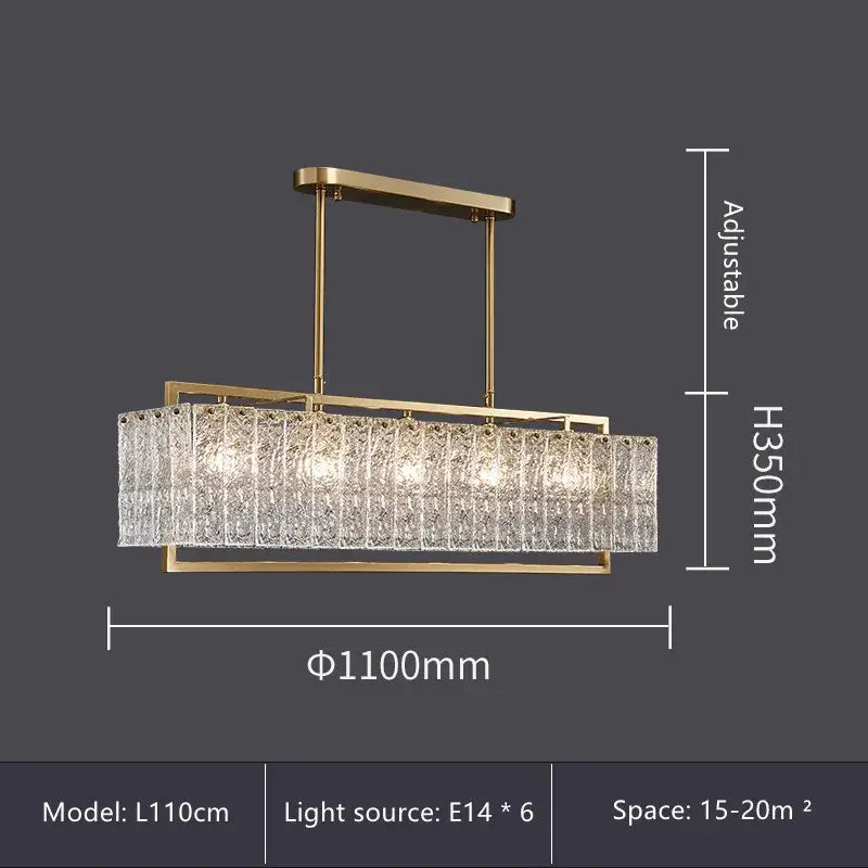 Modern gold glass restaurant chandelier for dining room luxury light