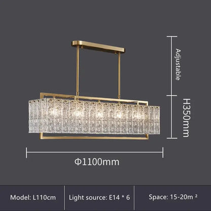 Modern gold glass restaurant chandelier for dining room luxury light