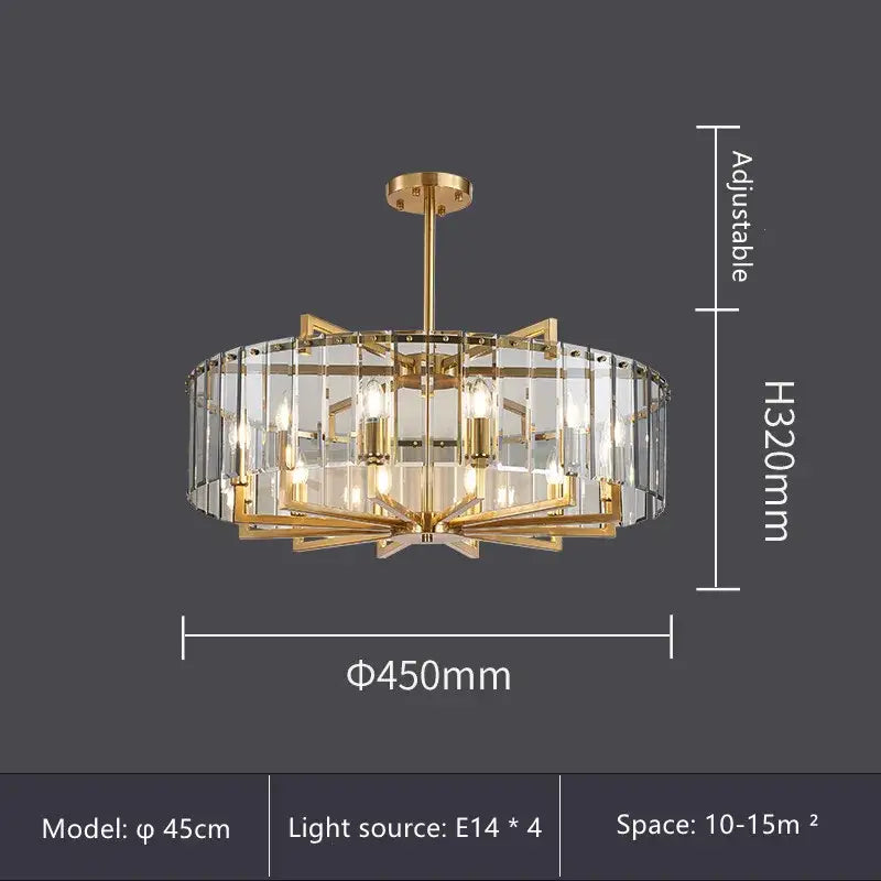 Modern gold glass restaurant chandelier for dining room luxury light