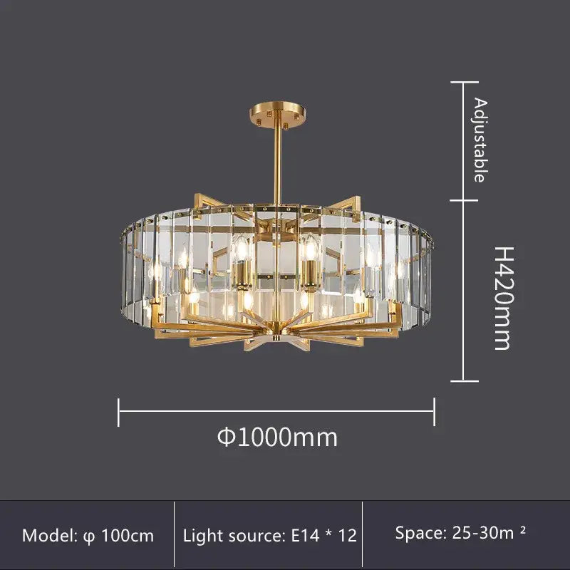 Modern gold glass restaurant chandelier for dining room luxury light