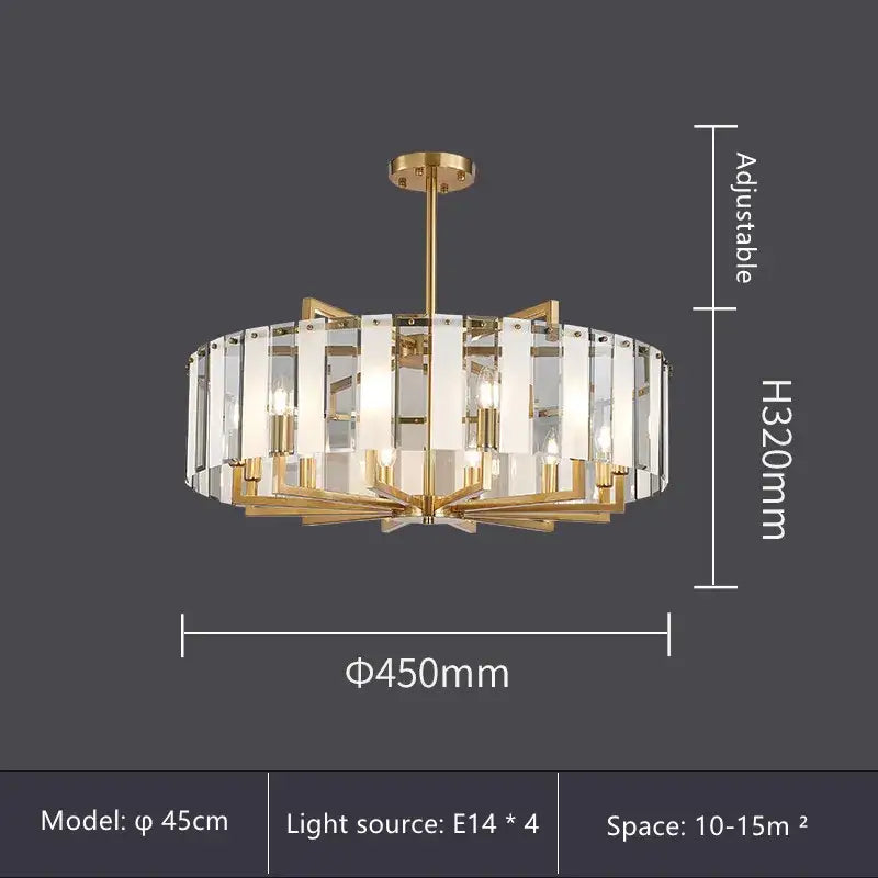 Modern gold glass restaurant chandelier for dining room luxury light