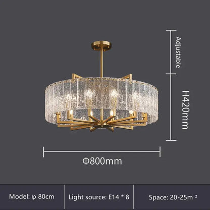 Modern gold glass restaurant chandelier for dining room luxury light