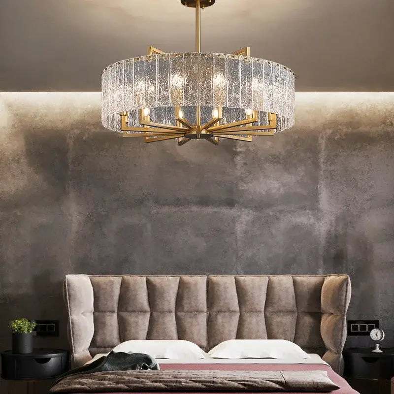 Modern gold glass restaurant chandelier for dining room luxury light
