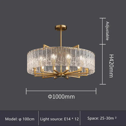 Modern gold glass restaurant chandelier for dining room luxury light